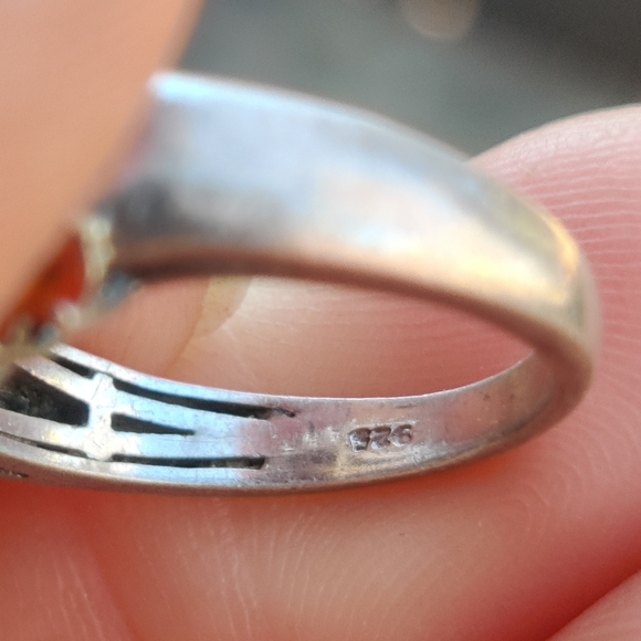 Vintage Sterling Orange Sapphire Cluster Ring - Picture 6 of 6